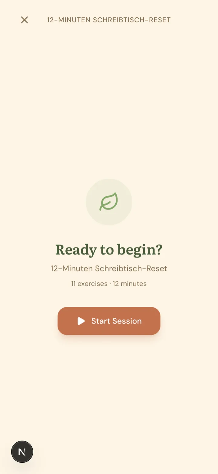 Stretchma: geführter Player mit Timer