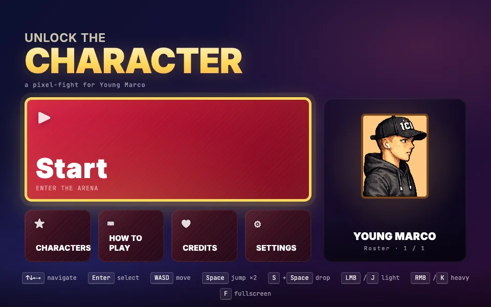 UnlockTheCharacter: Menü mit Charakter-Roster